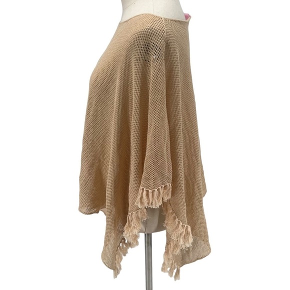 Lilly Pulitzer Gold Metallic Fringed Poncho Wrap One Size Women's - Picture 5 of 7
